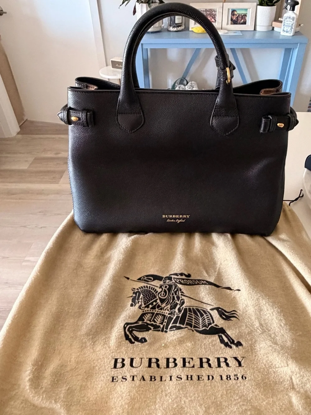 Burberry Black Pebbled Leather Satchel with Gold Hardware - Picture 1 of 8